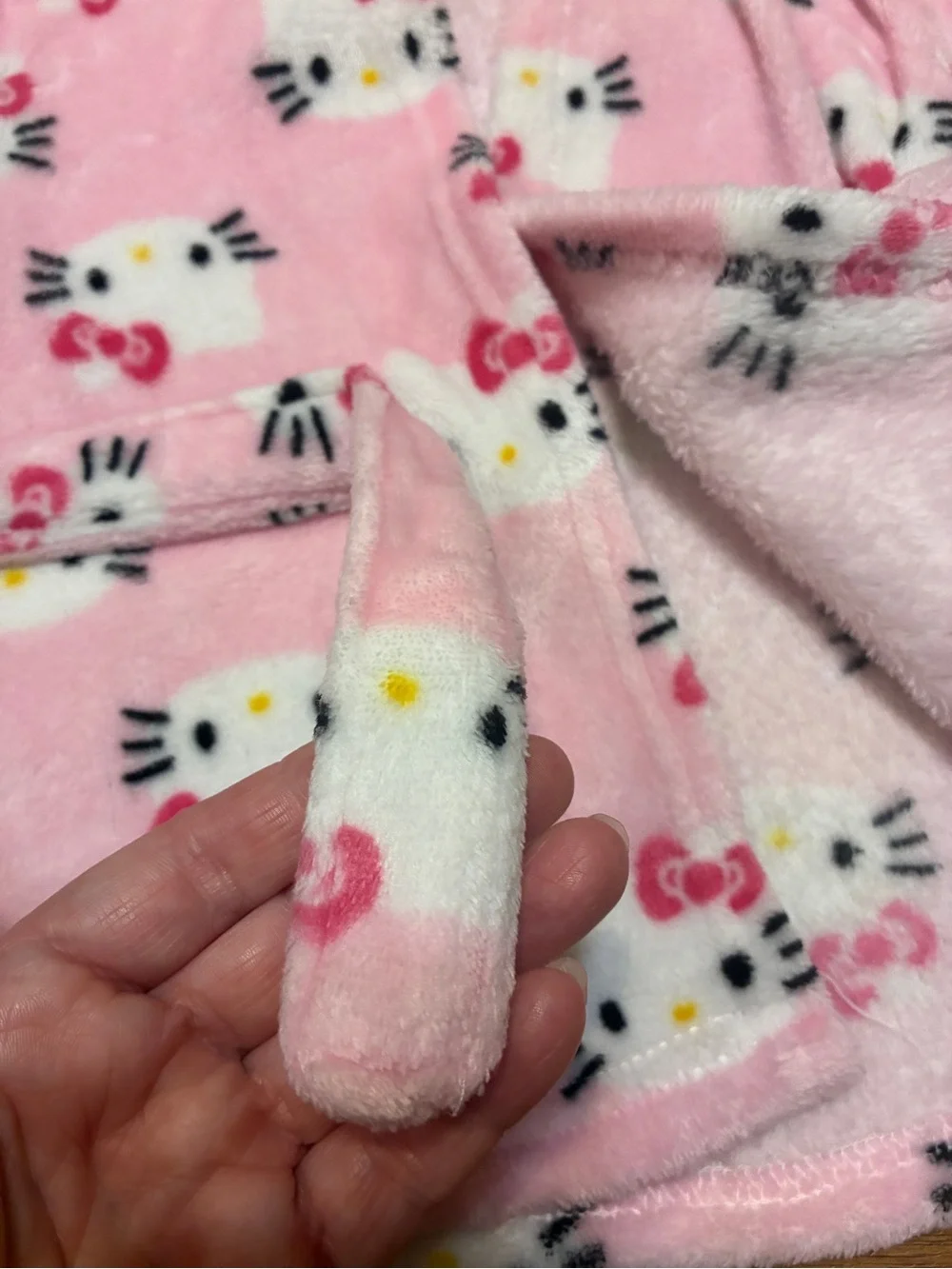 Sanrio Pink Hello Kitty Fleece Hooded Infants Robe with Belt